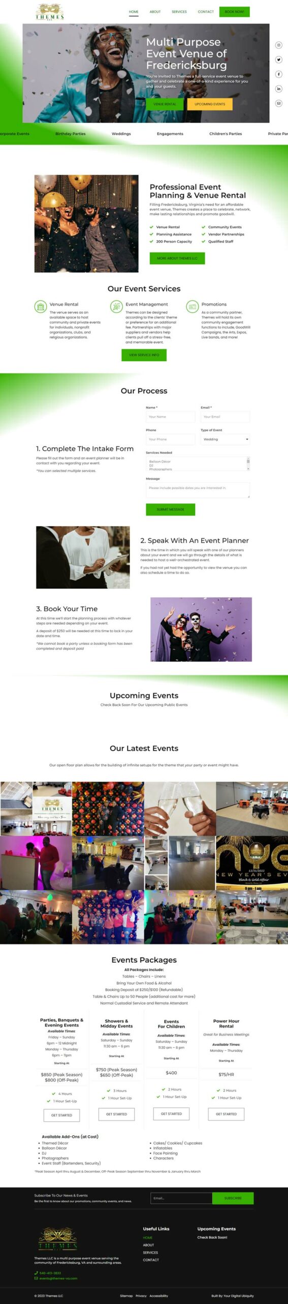 Themes Event Facility Landing Page